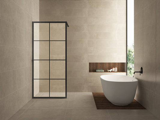 Inloopdouche Zwart met Handdoekstang 100x200 cm 10mm Nano Coating, Wiesbaden