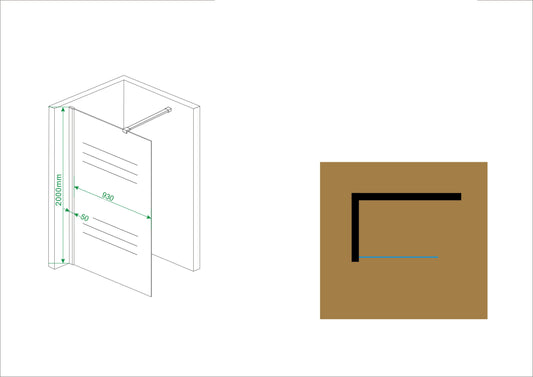 Inloopdouche van rookglas 100x200 cm met 10 mm nanocoating, Wiesbaden