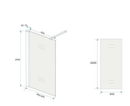 Volledig Mat Glazen Inloopdouche Wiesbaden 90x200 cm 10 mm Nano Coating