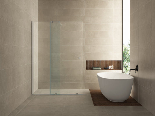Schuifverlenging Inloopdouche Wiesbaden 100x200 cm op rail 10 mm Nano Glas