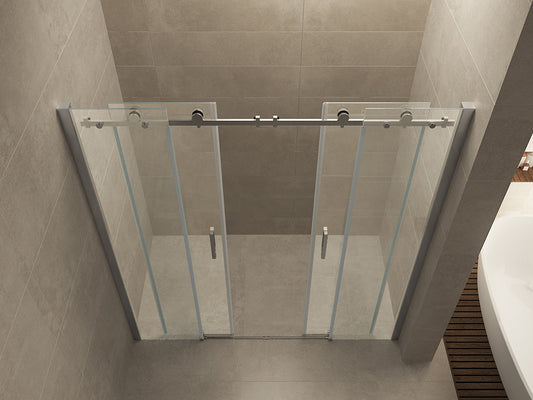 Douchedeur Wiesbaden | Verschuifbaar 4-delig | 180x200cm | 8 mm Nano-coatingglas | Chroom | Nis Deur