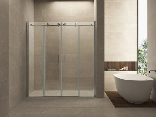 Douchedeur Wiesbaden | Verschuifbaar 4-delig | 180x200cm | 8 mm Nano-coatingglas | Chroom | Nis Deur
