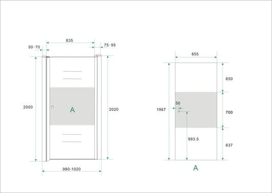 Wiesbaden Nisdeur met Middenstrook RS 100x200 cm 8mm Nano Coating