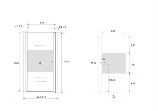 Wiesbaden Nisdeur met Middenband LS 80x200 cm 8mm Nano Coating