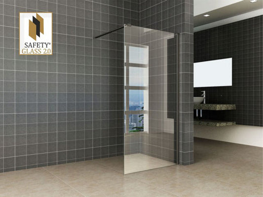 Veiligheidsglas 2.0 Inloopdouche Wiesbaden met Zwart Wandprofiel 900X2000 10Mm Nano Glas