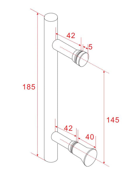 Poignée de porte type 3 18,5 cm chrome