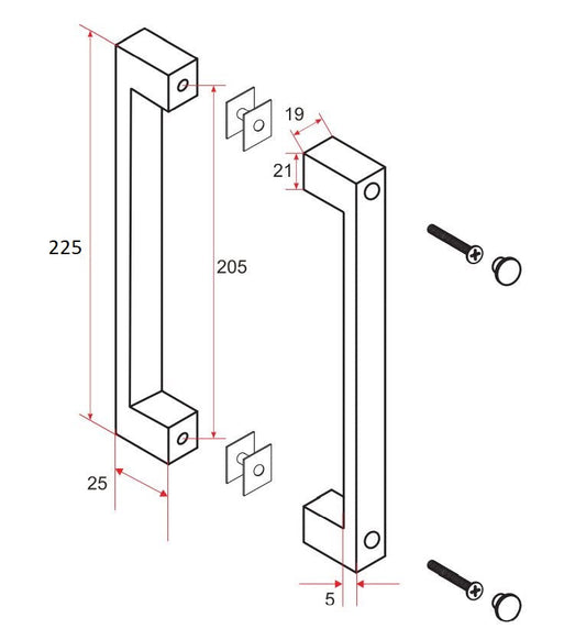 Poignée de porte type 6 22,5 cm chrome