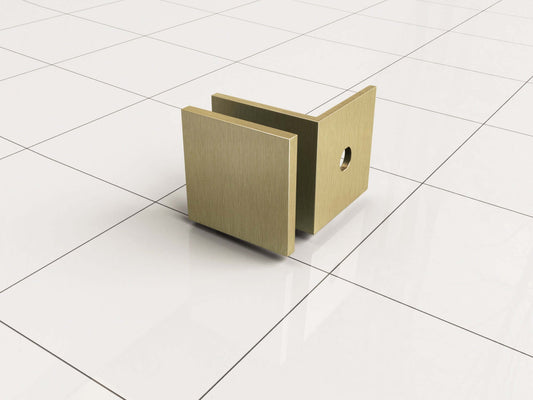 Ensemble de raccords en verre pour douche à l'italienne Wiesbaden sans profil en laiton brossé doré