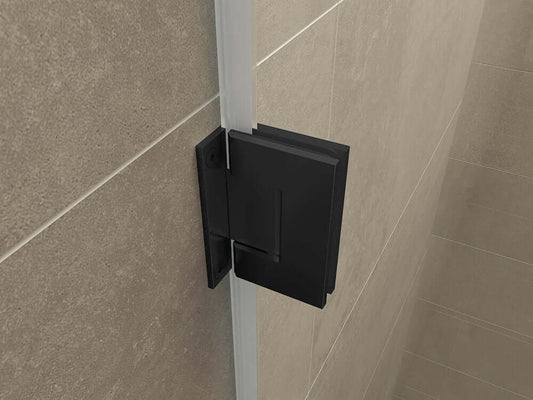 Scharnierset und Griff für rahmenlose Nische Tür Wiesbaden Less in mattschwarz