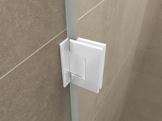 Scharnierset und Griff für rahmenlose Nische Wiesbaden Less in mattweiß