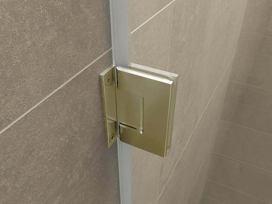 Profiellose Nischentürscharnierset und Handgriff Wiesbaden Minder gebürstetes Messing