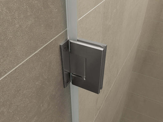 Scharnierset und Griff aus stahlgrau für rahmenlose Nischentür Wiesbaden Less