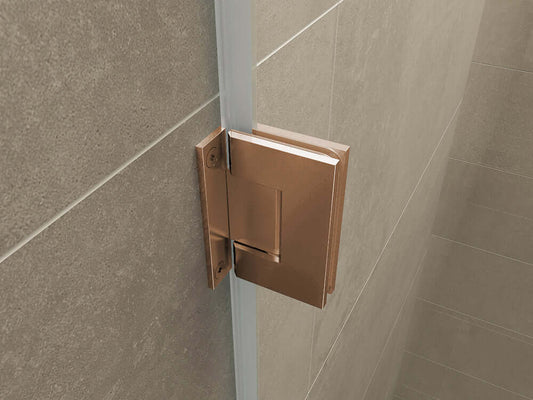 Scharnierset und Griff aus gebürstetem bronzefarbenem Kupfer für rahmenlose Nischentür Wiesbaden