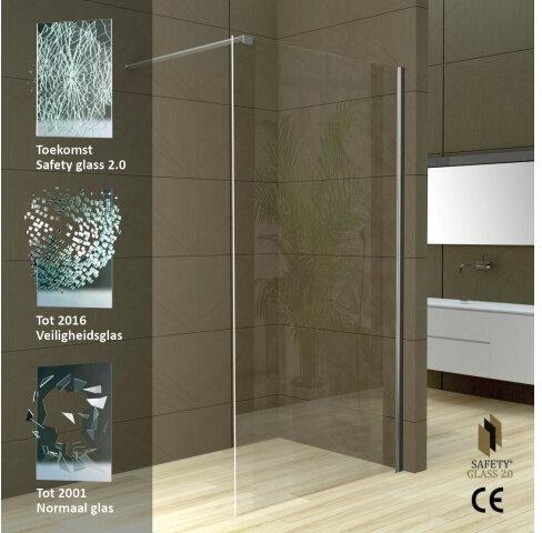 Wiesbaden Douchewand 2.0 10mm | Muurprofiel | NANO coating | Inloopdouche (Alle maten)