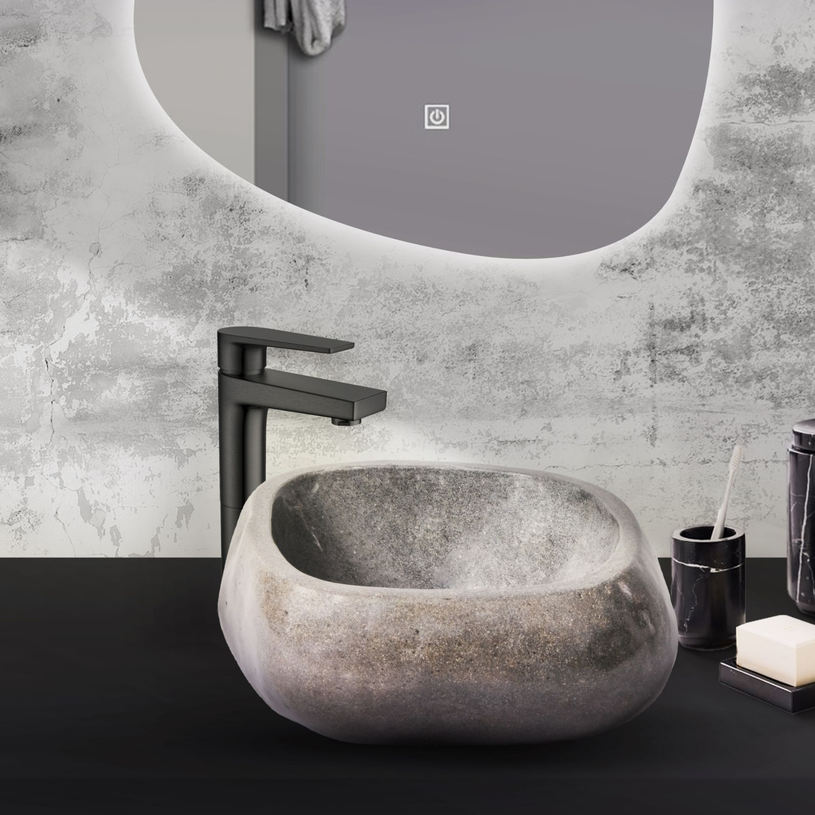 Volledig Gepolijste Waskom van Natuurlijke Riviersteen