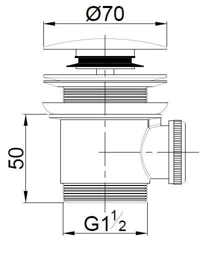 Caral clickwaste afvoerplug vrijstaand bad 1 1/2" chroom
