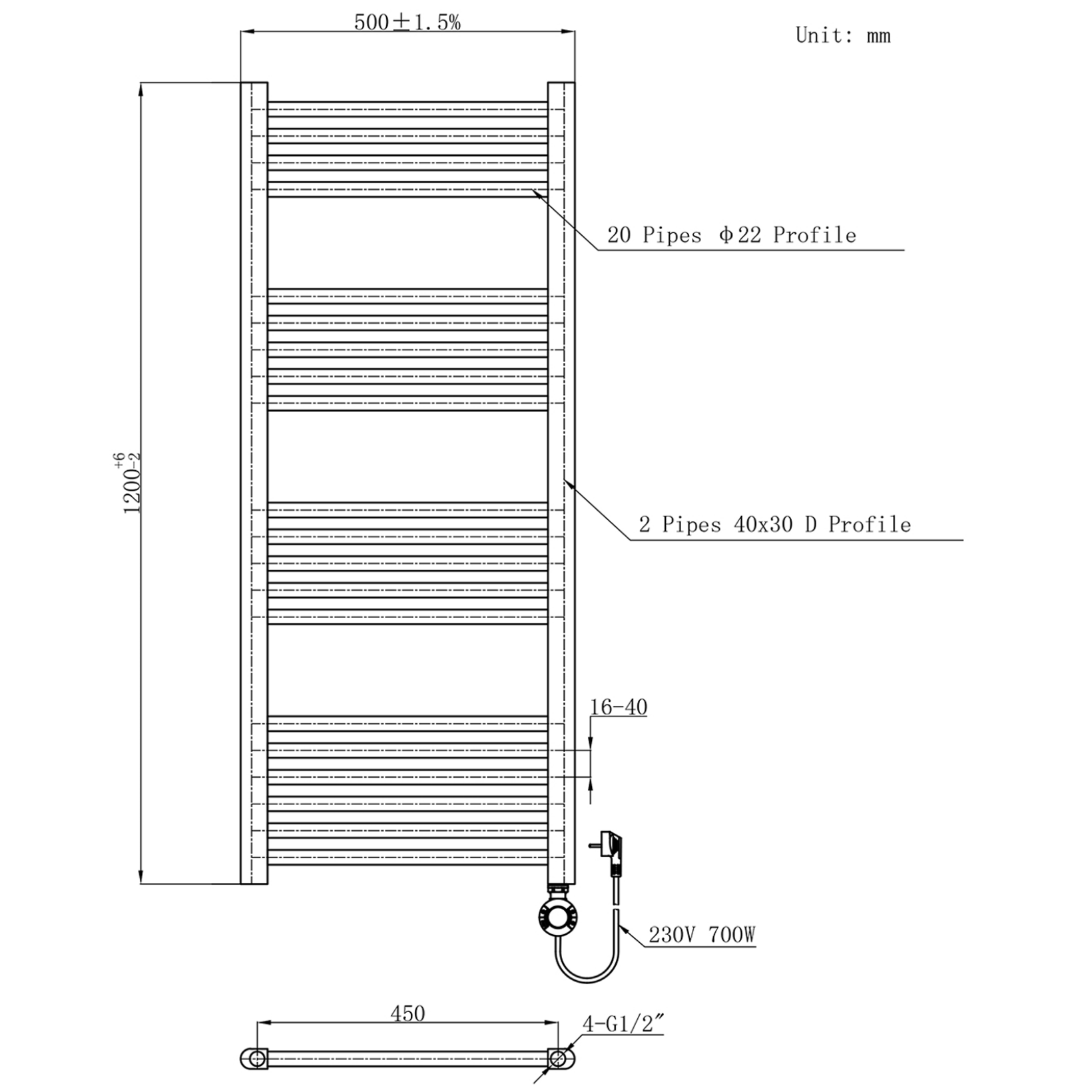 BELRAD Badkamer radiator elektrisch