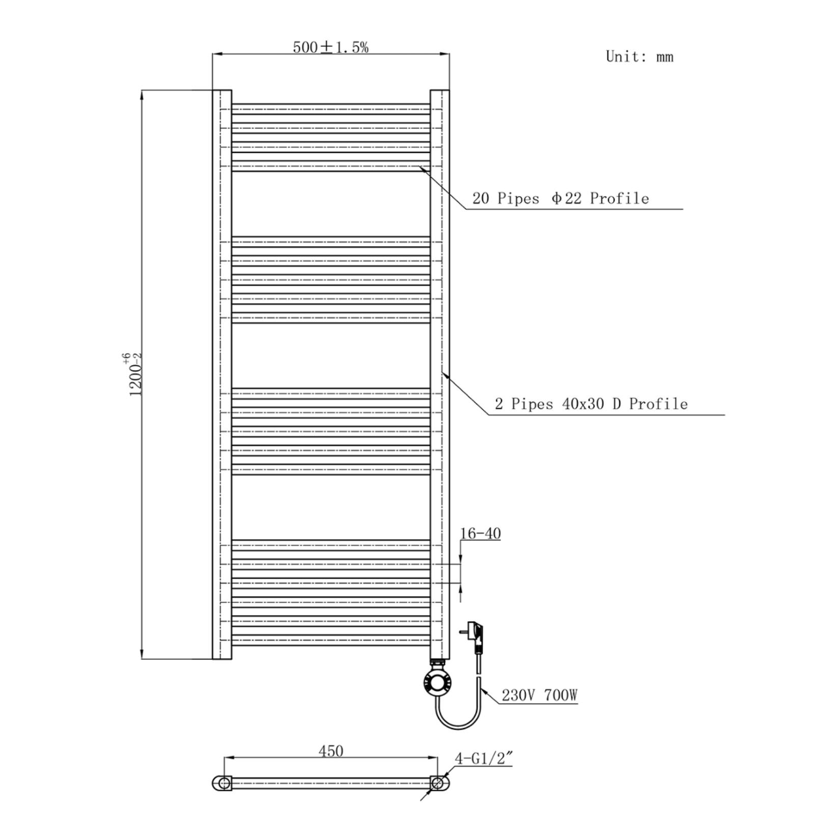 BELRAD Badkamer radiator elektrisch
