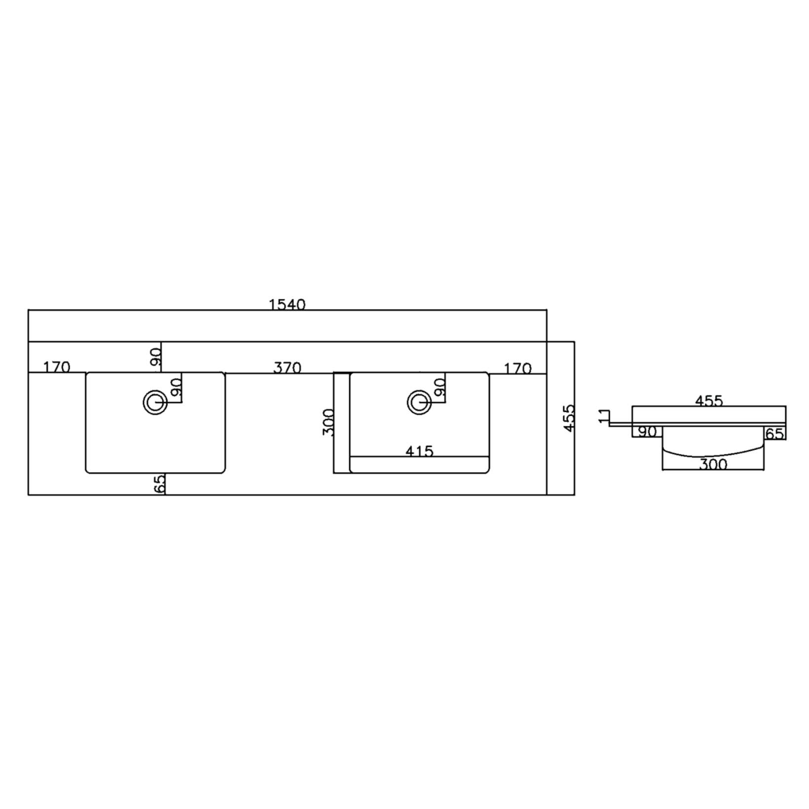 ALONI Solid Surface Dubbele Wastafel