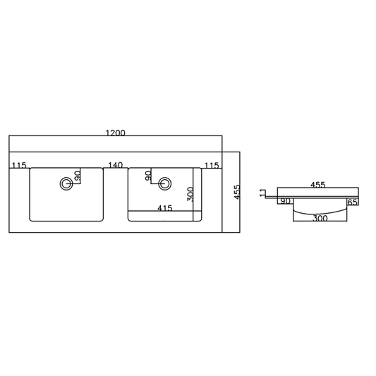 ALONI Solid Surface Dubbele Wastafel – Zonder Kraangat
