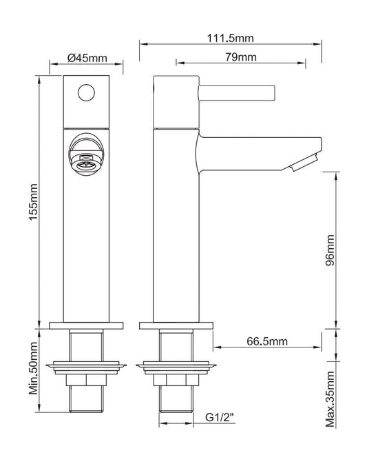 Amador XL Hoge Fonteinkraan Wiesbaden 1/2 Geborsteld Koper