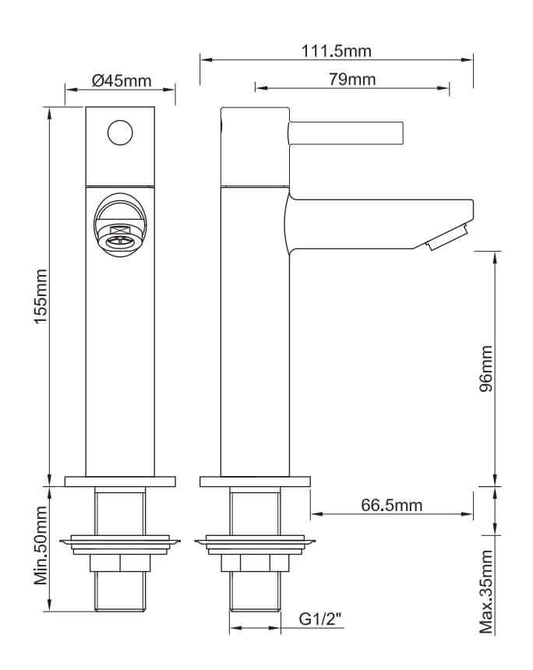 Caral Amador robinet fontaine XL Kiwa 1/2'' laiton brossé PVD