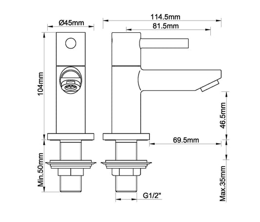 Caral Amador fonteinkraan Kiwa 1/2''PVD