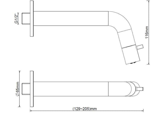 Caral Sophia robinet de fontaine réductible avec fixation murale 1/2" gunmetal PVD