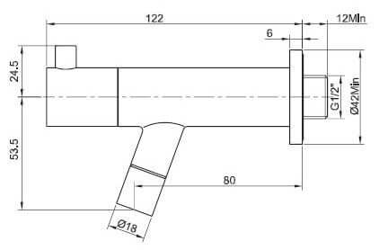 Amador fonteinkraan met muurbevestiging Kiwa 1/2''