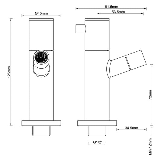 Amador fonteinkraan met muurbevestiging Kiwa 1/2''PVD