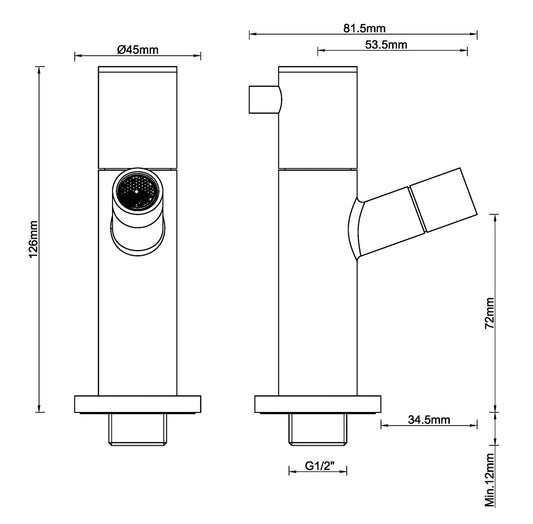 Robinet à fonte Amador avec fixation murale Kiwa 1/2'' gunmetal PVD