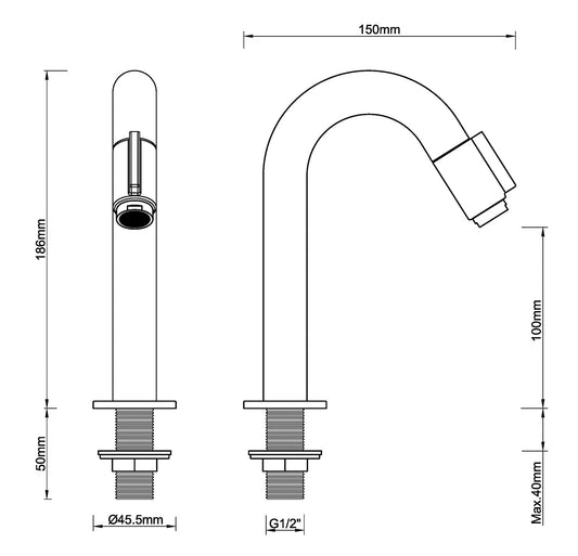 Wiesbaden Victoria Luxe 1/2" Fonteinkraan Gunmetal