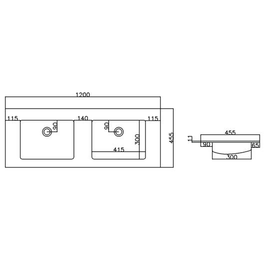 ALONI Solid Surface Dubbele Wastafel