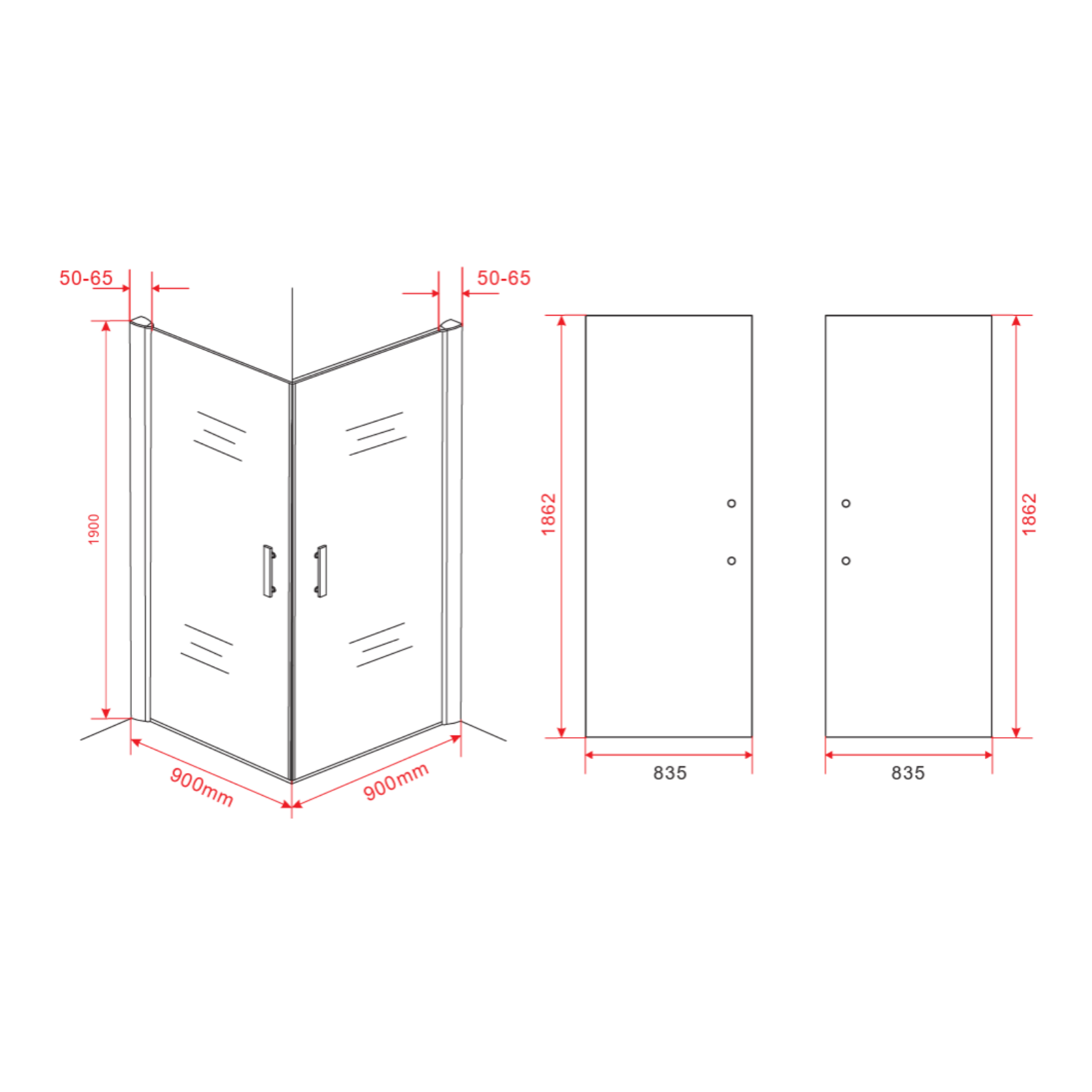 ALONI Douchecabine Hoekinstap met 2 Pendeldeuren – 6 mm Veiligheidsglas – Helder Glas – Omkeerbaar