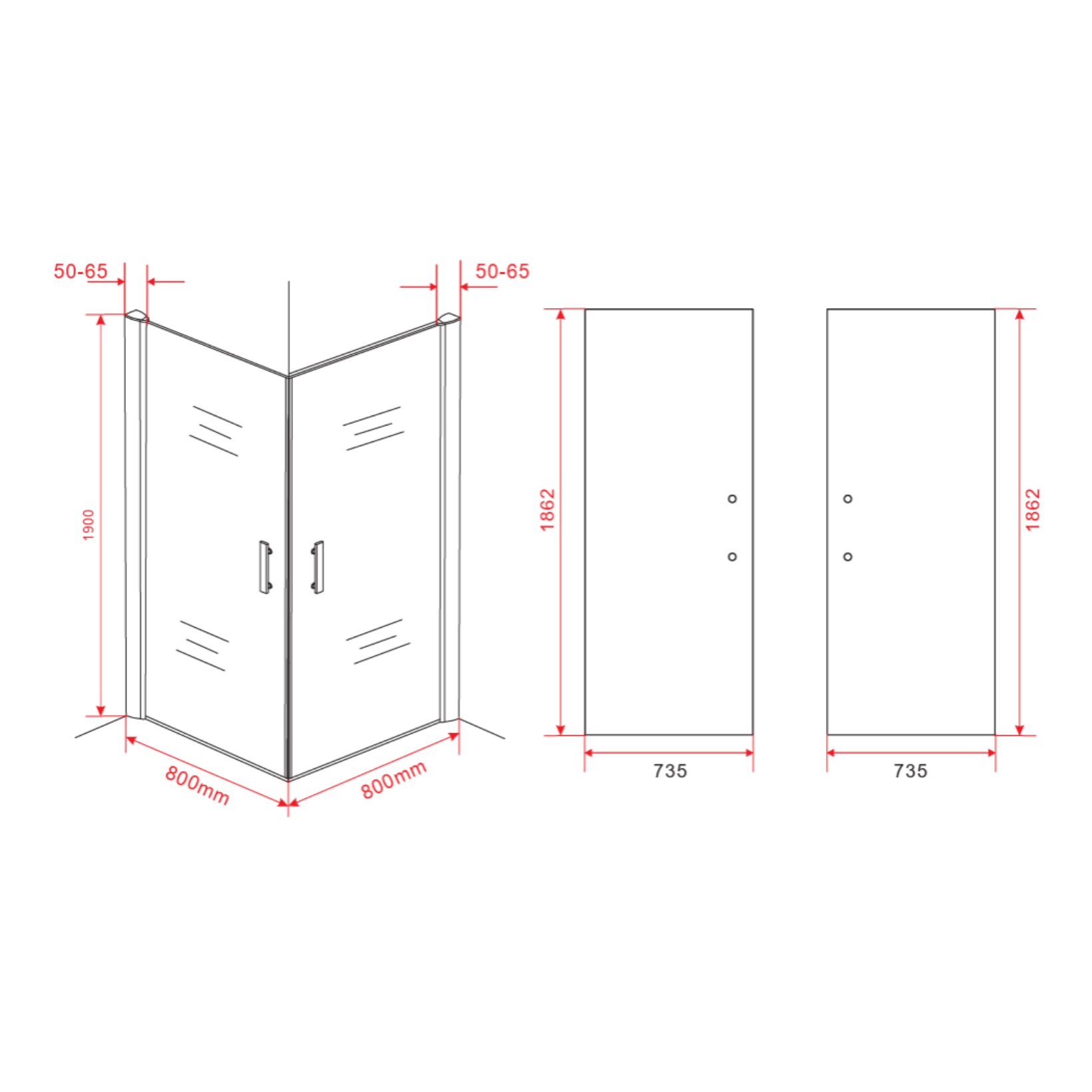 ALONI Douchecabine Hoekinstap met 2 Pendeldeuren – 6 mm Veiligheidsglas – Helder Glas – Omkeerbaar