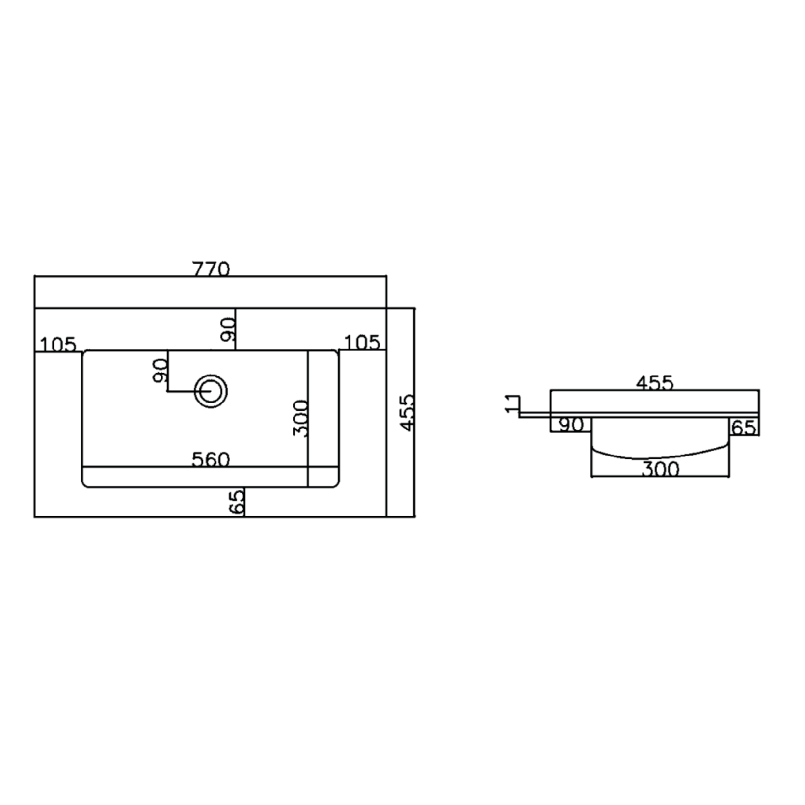 ALONI Solid Surface Wastafel – Zonder Kraangat