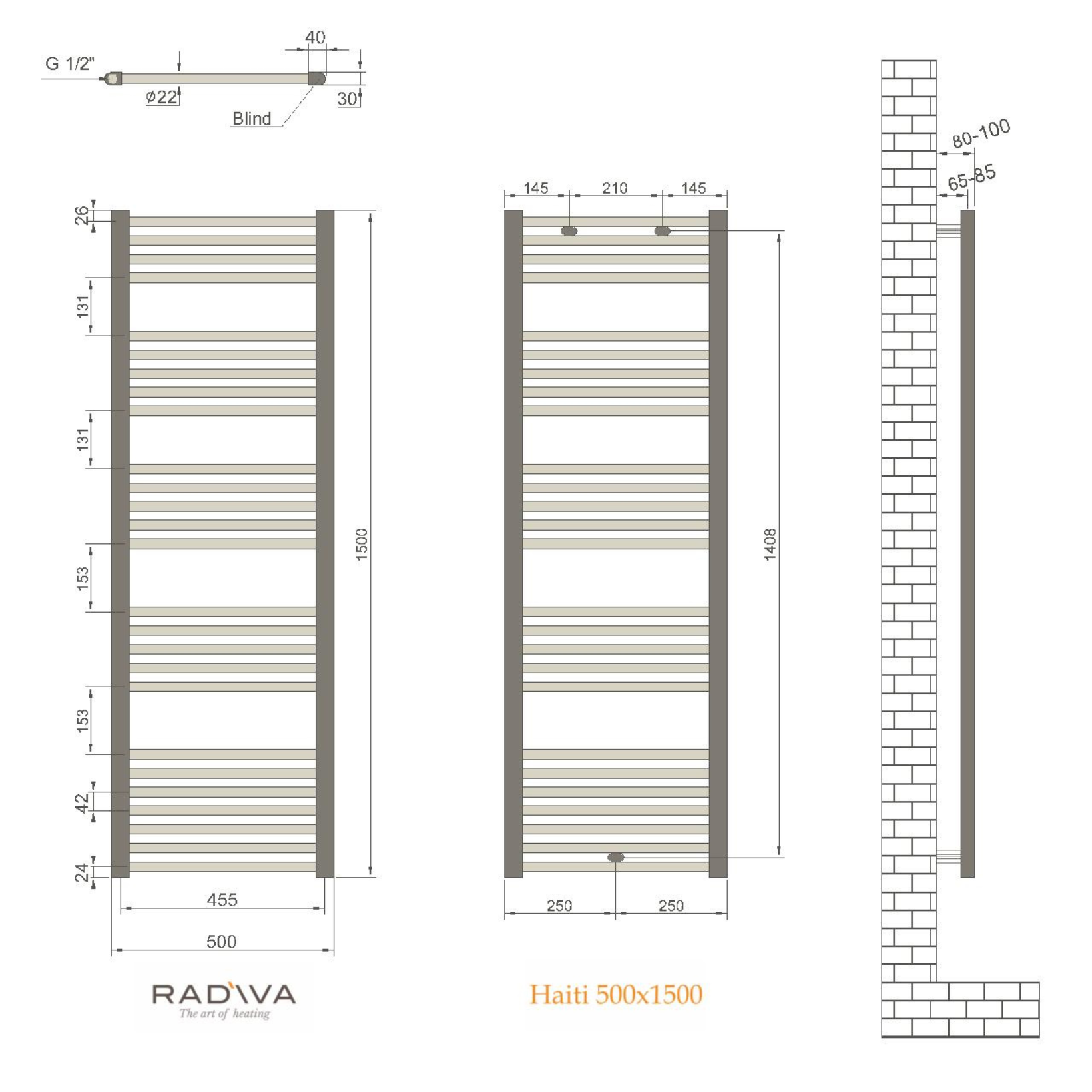 Radiva Haiti Radiator 500 x 1500mm