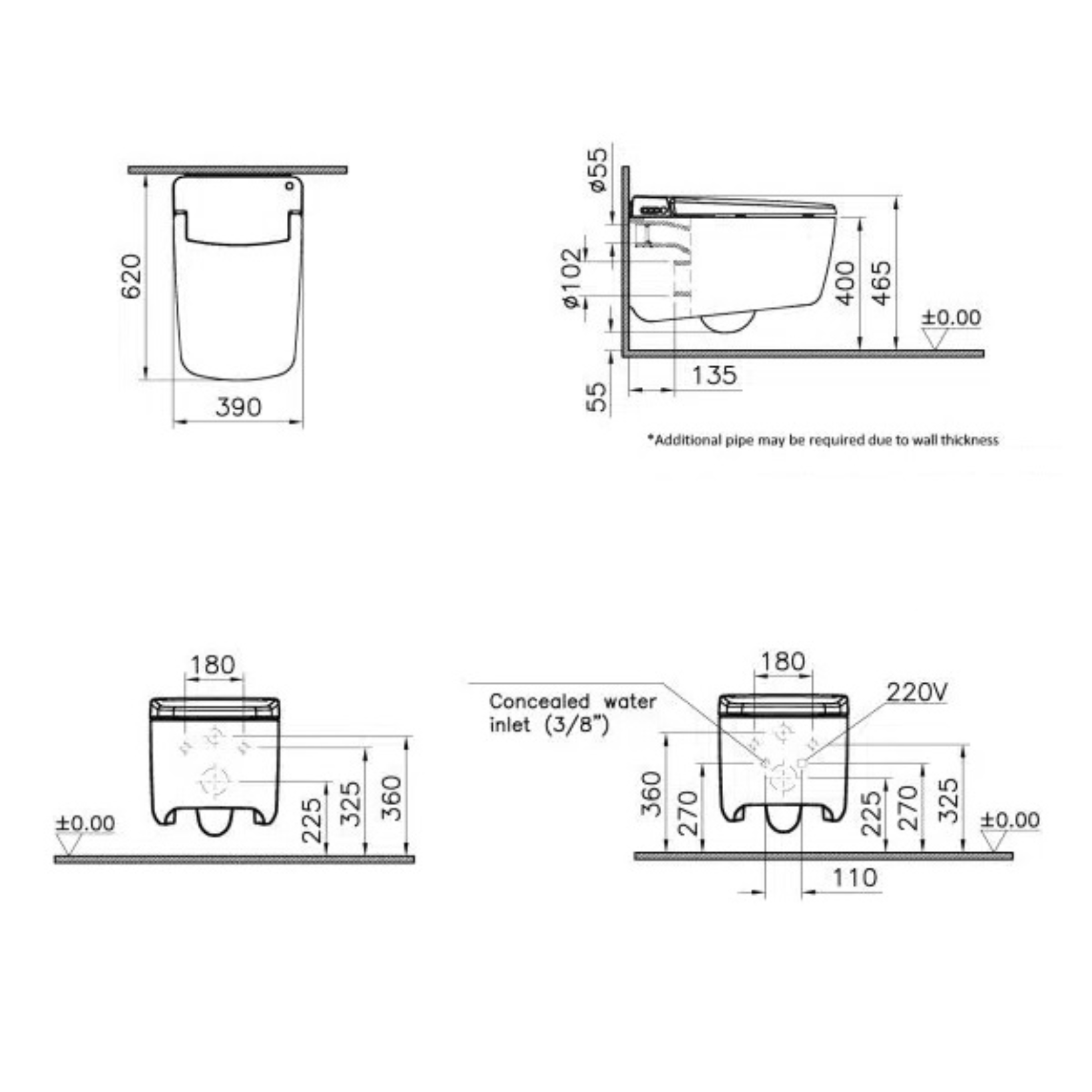 VitrA V-Care Prime Lite 2.0 Smart Japans Toilet met Bidet incl. Afstandsbediening