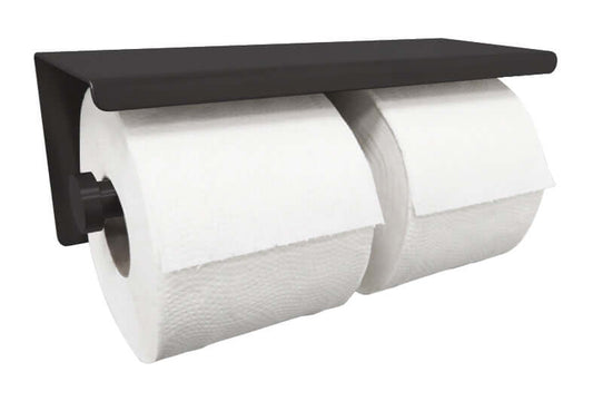 Porte-rouleau double pour toilette brossé noir mat