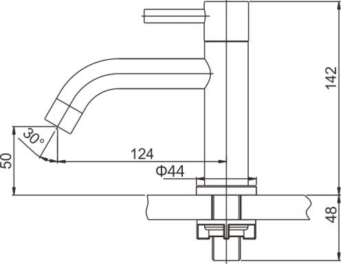 Wiesbaden 304-Verona RVS Toiletkraan 1/2" Gebogen Uitloop