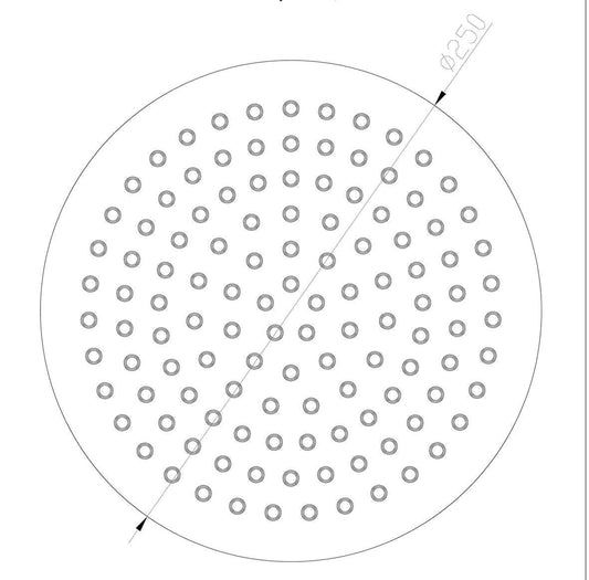 304 hoofddouche rond 25 cm geborsteld RVS