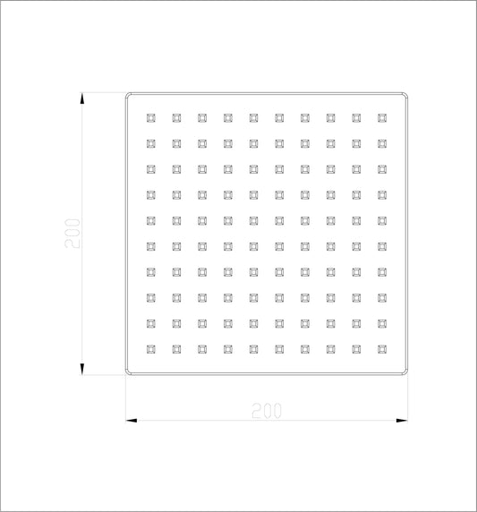304 hoofddouche vierkant 20 cm geborsteld RVS