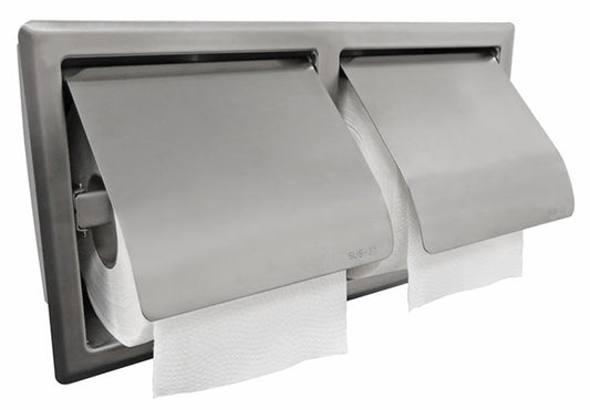 Dubbele Toiletrolhouder Wiesbaden 304 RVS met Klep