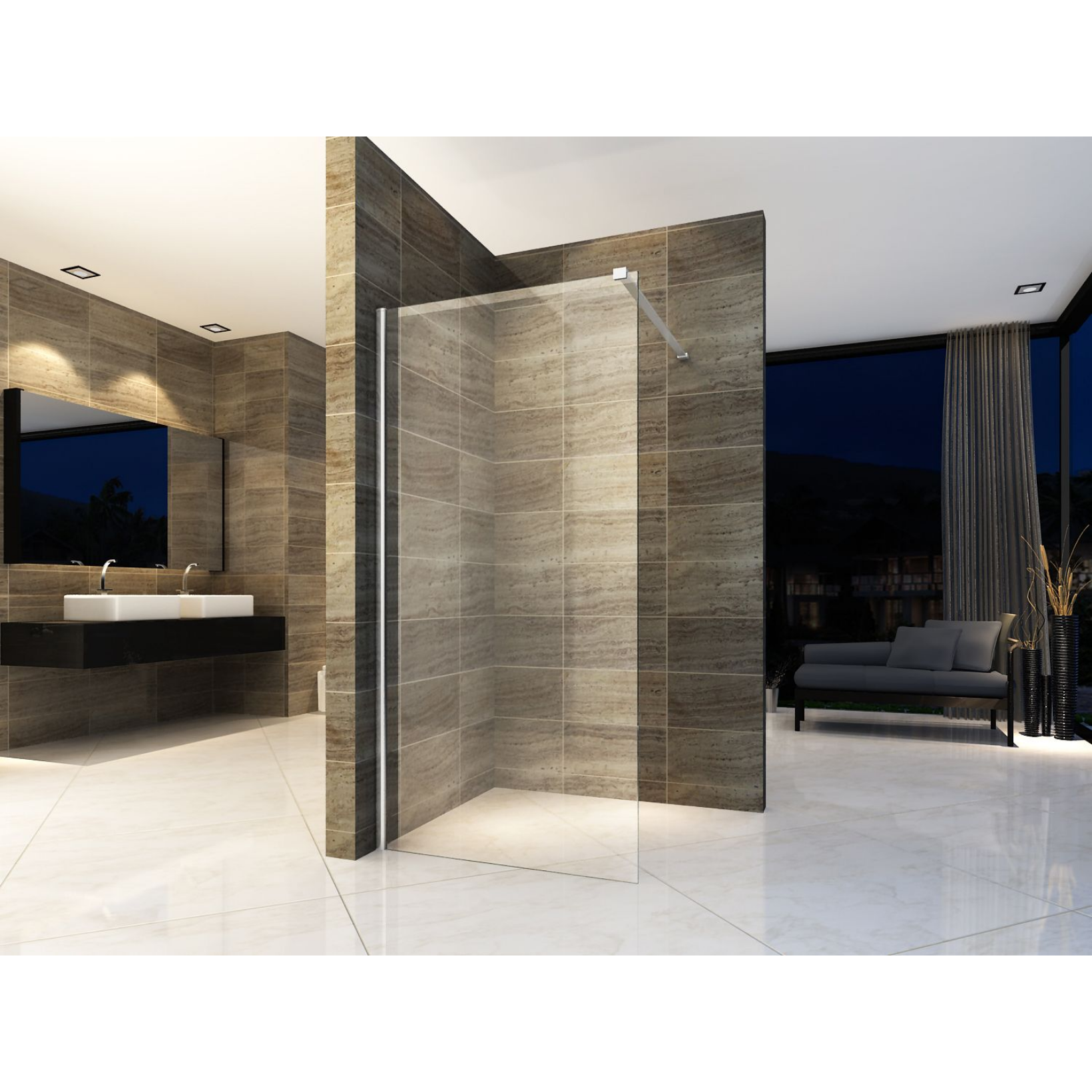 ALONI inloopdouchewand – 10 mm veiligheidsglas