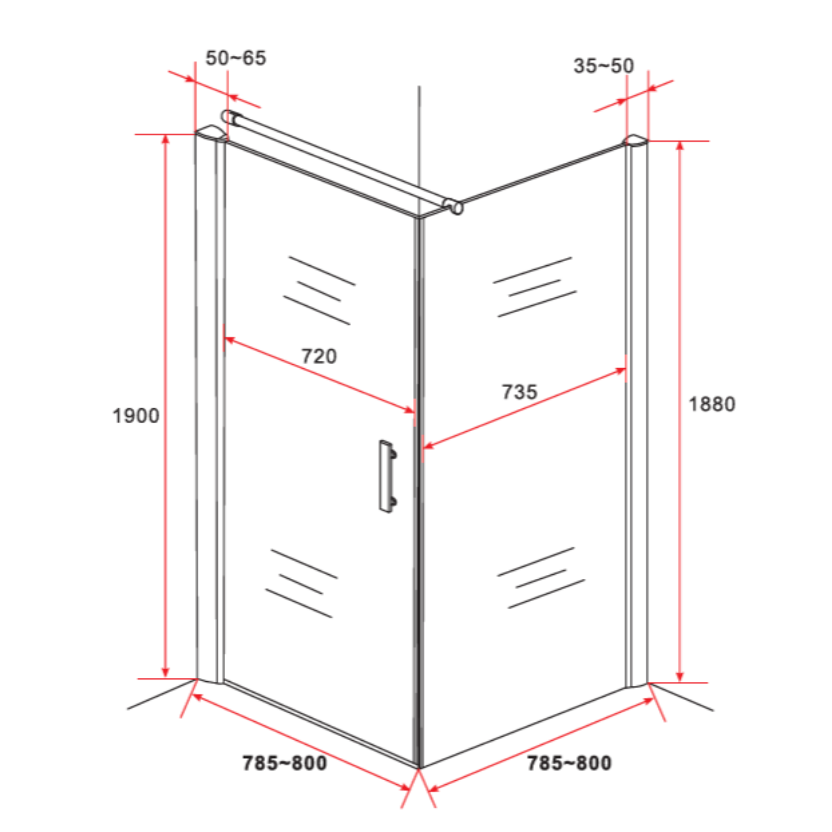 ALONI Douchecabine met Draaideur en Zijwand – 6 mm Veiligheidsglas – Helder Glas – Omkeerbaar