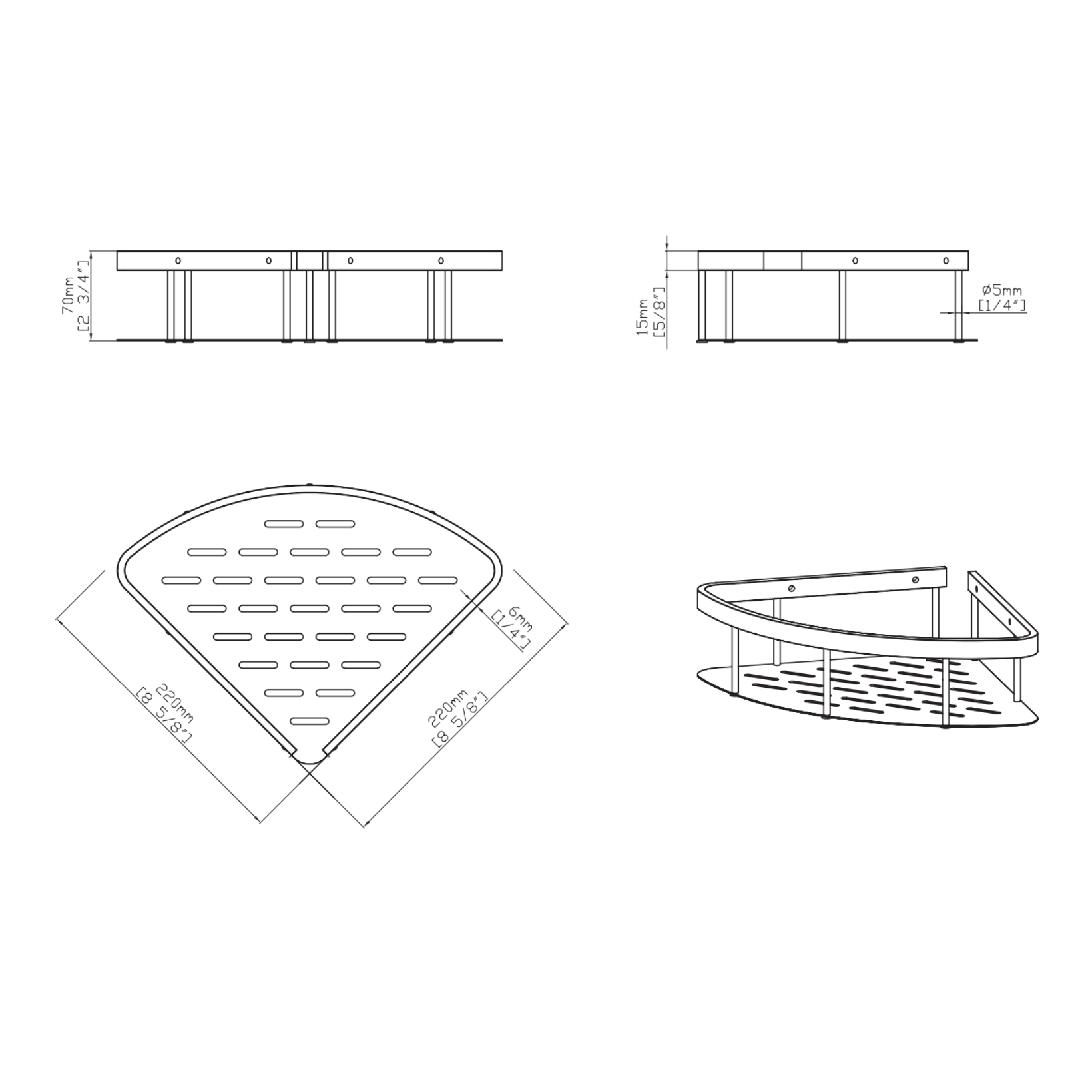 Aloni Uniforma doucherek – hoekmodel
