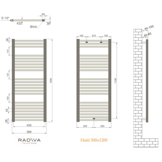 Radiva Haiti Radiator 500 x 1200mm