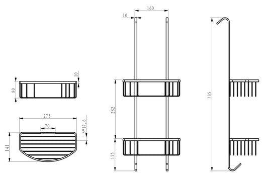 Domo petit porte-savon suspendu inox brossé