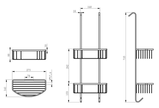Domo petit pommeau de douche suspendu mat noir