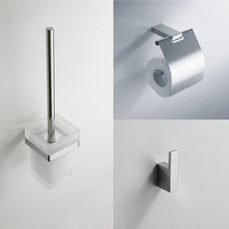 Eris Complete accessoireset Wiesbaden 1 showcasing chrome toilet brush holder, toilet paper holder, and towel hook.
